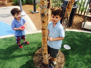 Xavier and his brother enjoying the sun at a downtown Dallas park.