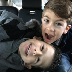 Brothers feeling silly on our way to school this morning!